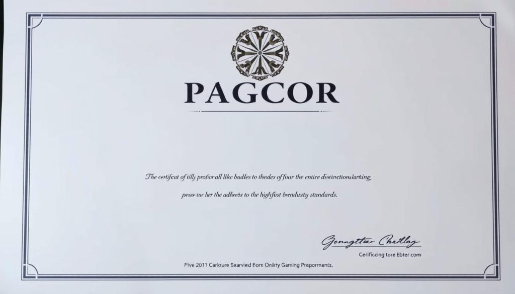 ใบรับรอง PAGCOR